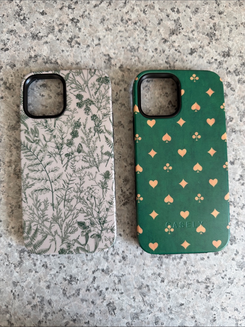 iPhone 12 Pro case set Carley Green & Cream Botanical and Pattern